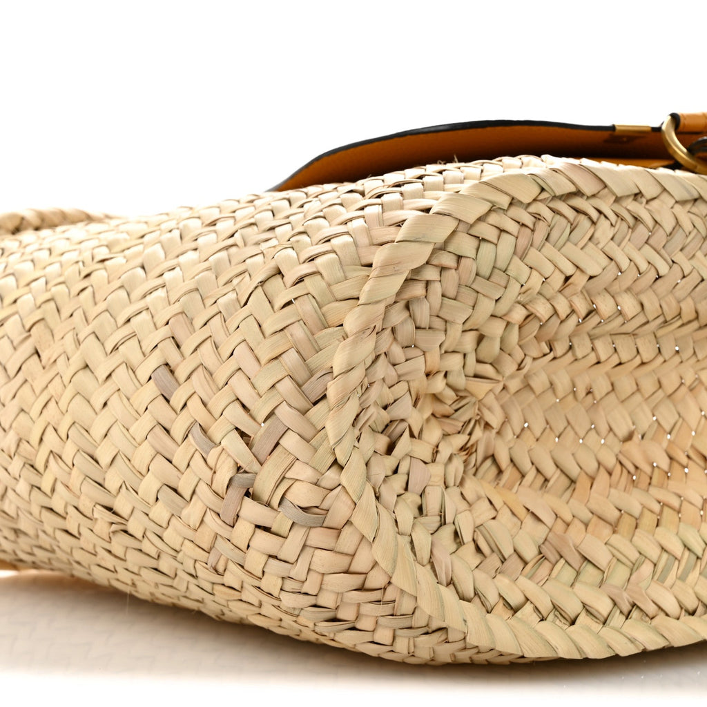 Raffia Small Grain Calfskin Medium Marcie Basket Yellow