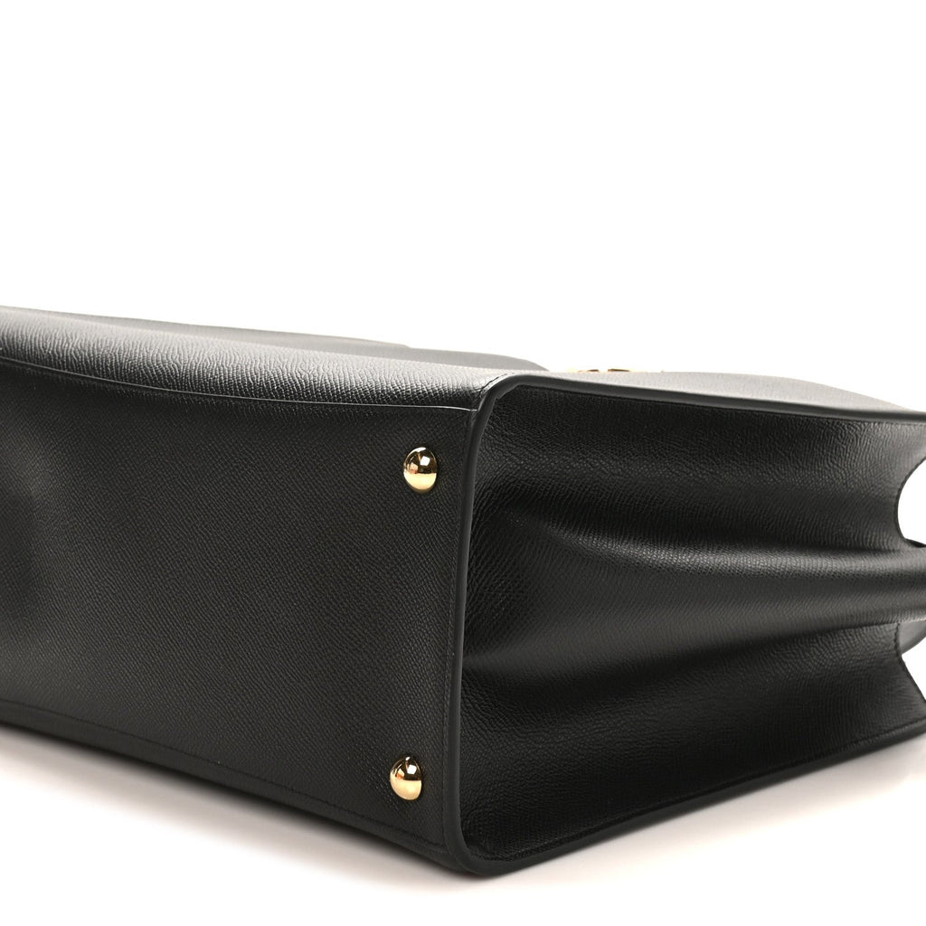 Grainy Calfskin Gemini Tote Black