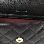 Caviar Quilted Flap Phone Holder With Chain Black