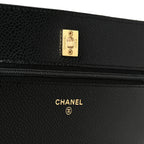 Caviar Quilted CC Turnlock Wallet On Chain WOC Black