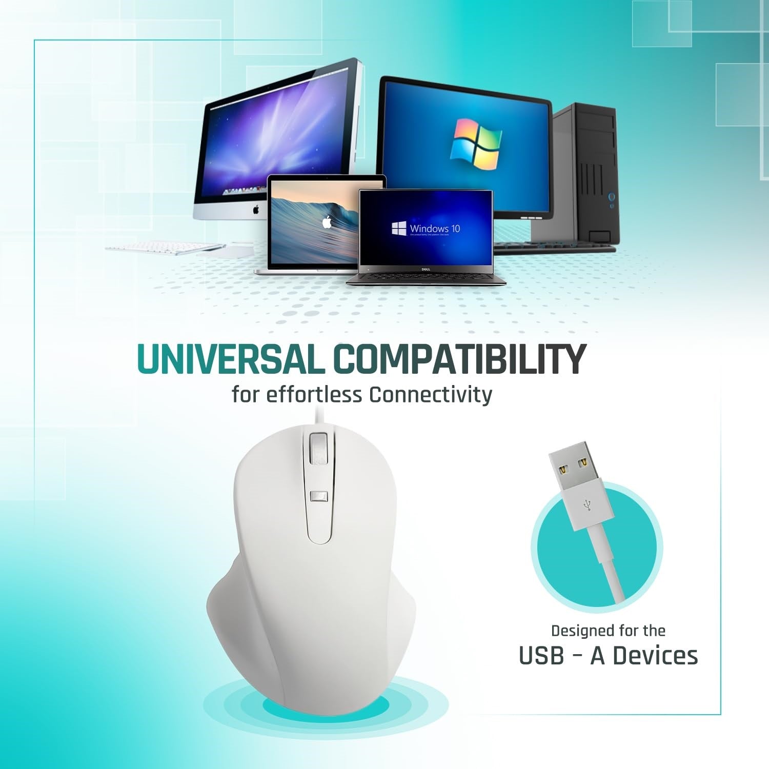 USB-A Wired Pbt Mouse White