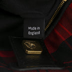 Calfskin Tartan Cotton Canvas Small Iris Tote Black Red Multicolor