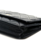 Caviar Quilted Wallet on Chain WOC Black