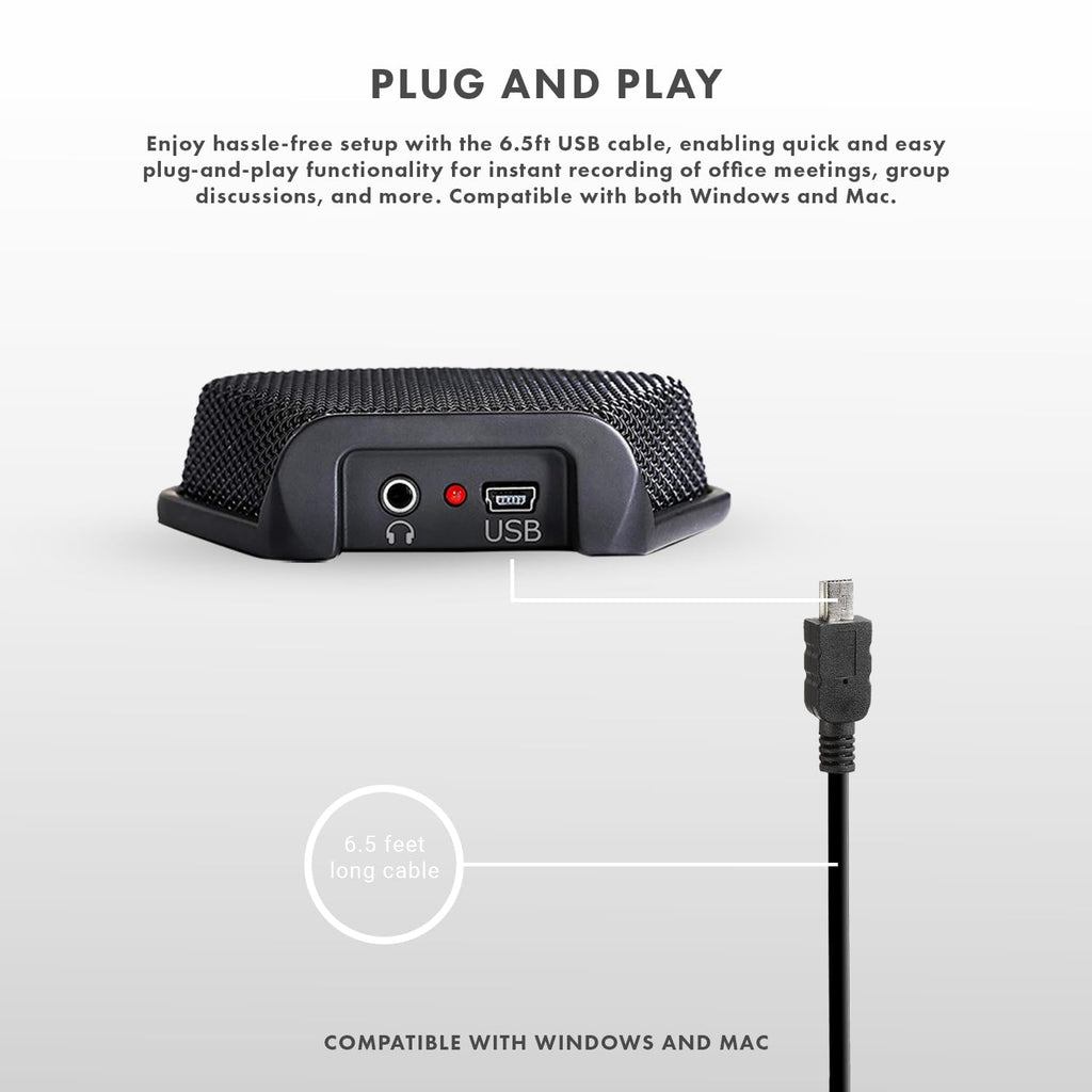 Movo MC1000 Conference USB Microphone - Long Range Desktop Mic