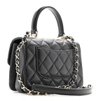 Lambskin Crystal Quilted Mini Trendy CC Dual Handle Flap Bag Black