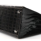 Shiny Porosus Crocodile Kelly Sellier 28 Gris Elephant