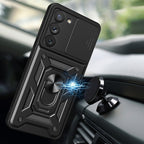 Kickstand Ring Holder With Slide Camera Cover Tpu Magnetic Car Mount For Galaxy S23  Plus In Black