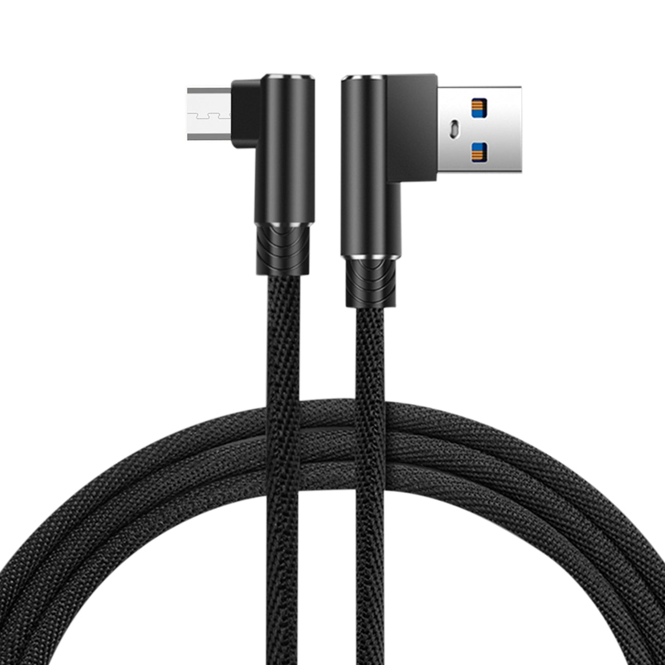 Reiko 3.3Ft Nylon Braided Material Micro Usb 2.0 Data Cable In Black