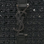 Raffia Monogram Le 5 A 7 Medium Tote Black