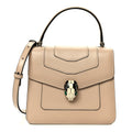 Calfskin Serpenti Forever Top Handle Beige Green