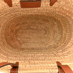 Raffia Calfskin Triomphe Medium Panier Tan