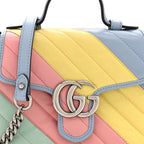 Calfskin Matelasse Diagonal Mini GG Marmont Top Handle Shoulder Bag Multicolor Pastel