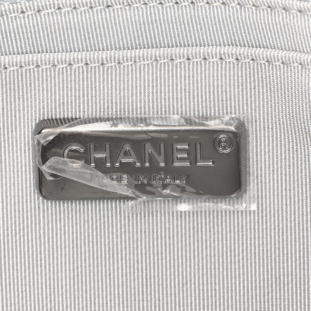 Perforated Metallic Lambskin Small CC Medals Flap Silver