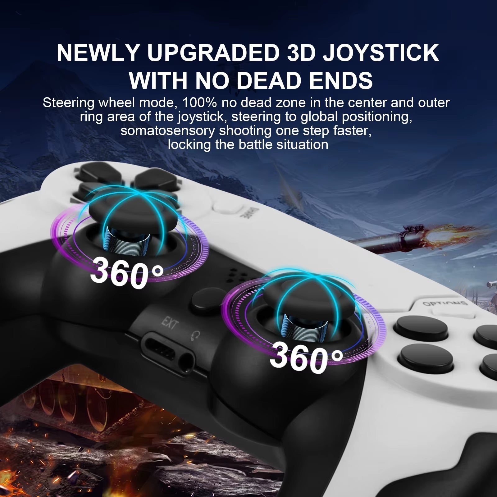 Wireless Dual Vibration Game Controller with 6-Axis Gyros for PS4, PS3, and PC