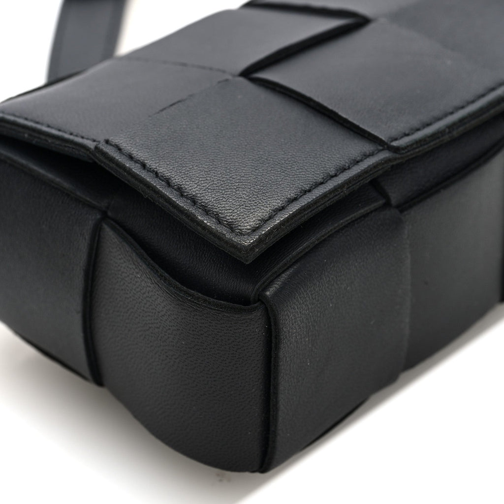 Lambskin Maxi Intrecciato Extra Mini Cassette Crossbody Bag Black