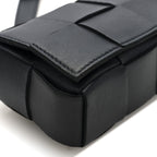 Lambskin Maxi Intrecciato Extra Mini Cassette Crossbody Bag Black