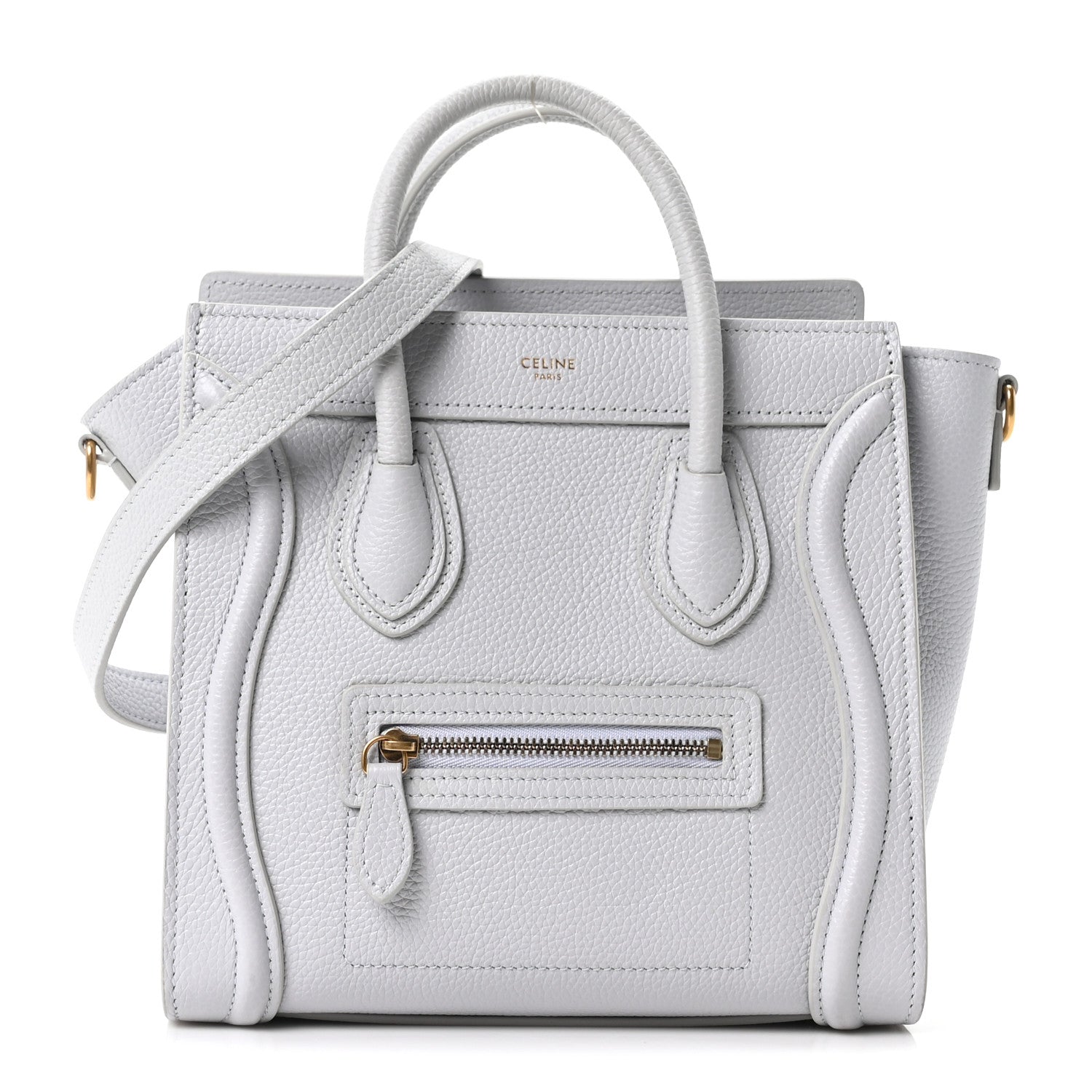 Drummed Calfskin Nano Luggage Pearl Blue