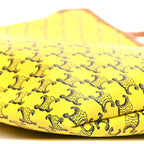 Triomphe Canvas Calfskin Medium Flat Shopper Tote Yellow Navy
