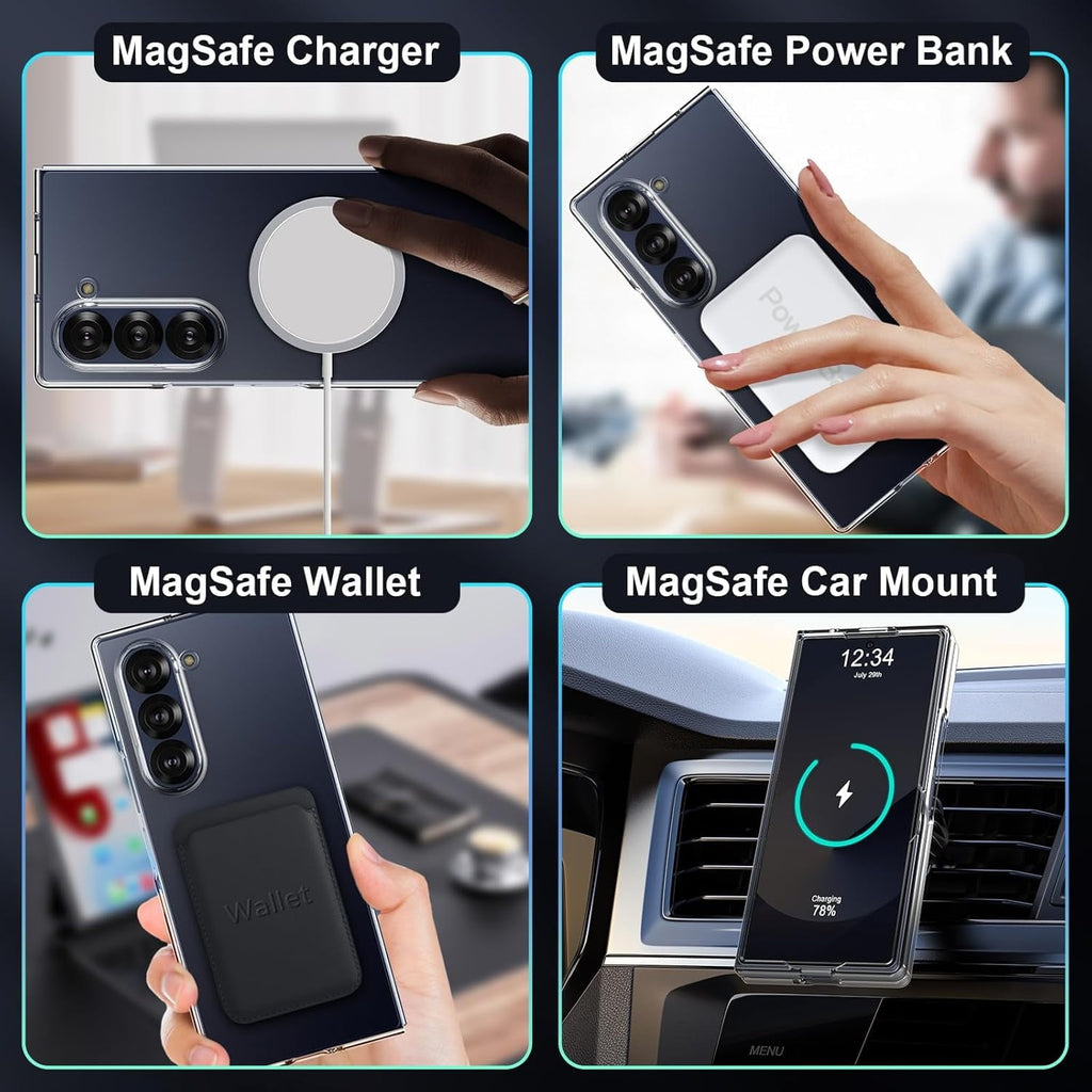 Entronix [Magnetic] Case Compatible with Galaxy Z Fold 6 - [Hard Back] Slim Clear