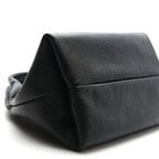 Grained Calfskin Softbit Medium Shoulder Bag Black