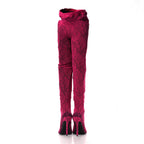Lace Jersey Pantaleggings Pointed Toe Knife Thigh High Boots 39 Black Pink