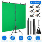 5×6.5FT T-Shape Photo Video Backdrop Stand Heavy Duty Background Stand Adjustable Photography Backdrop Stand with 6 Spring Clamps Sandbag Carry Bag for Studio Party Wedding