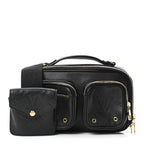 Calfskin Monogram Embossed Utility Crossbody Black