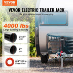 Electric Trailer Jack, Power Tongue Jack Weight Capacity 4000 lbs, 9.84"-33.85" Electric Tongue Jack with Waterproof Cover for Lifting RV Trailer, Horse Trailer, Utility Trailer, Yacht Trailer