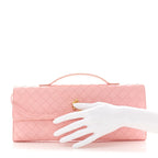 Nappa Intrecciato Long Andiamo Top Handle Clutch Rose