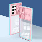 Full Protection With Mobile Phone Protective Film Slide Camera Lens Phone Case For Samsung Galaxy S22 Ultra In Pink