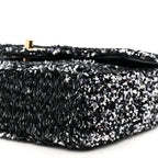 Sequin Quilted Small Single Flap Black White Grey