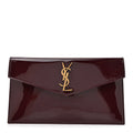 Patent Calfskin Monogram Uptown Clutch Dark Red Wine