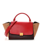 Satin Baby Grained Calfskin Small Tri-Color Trapeze Carmin