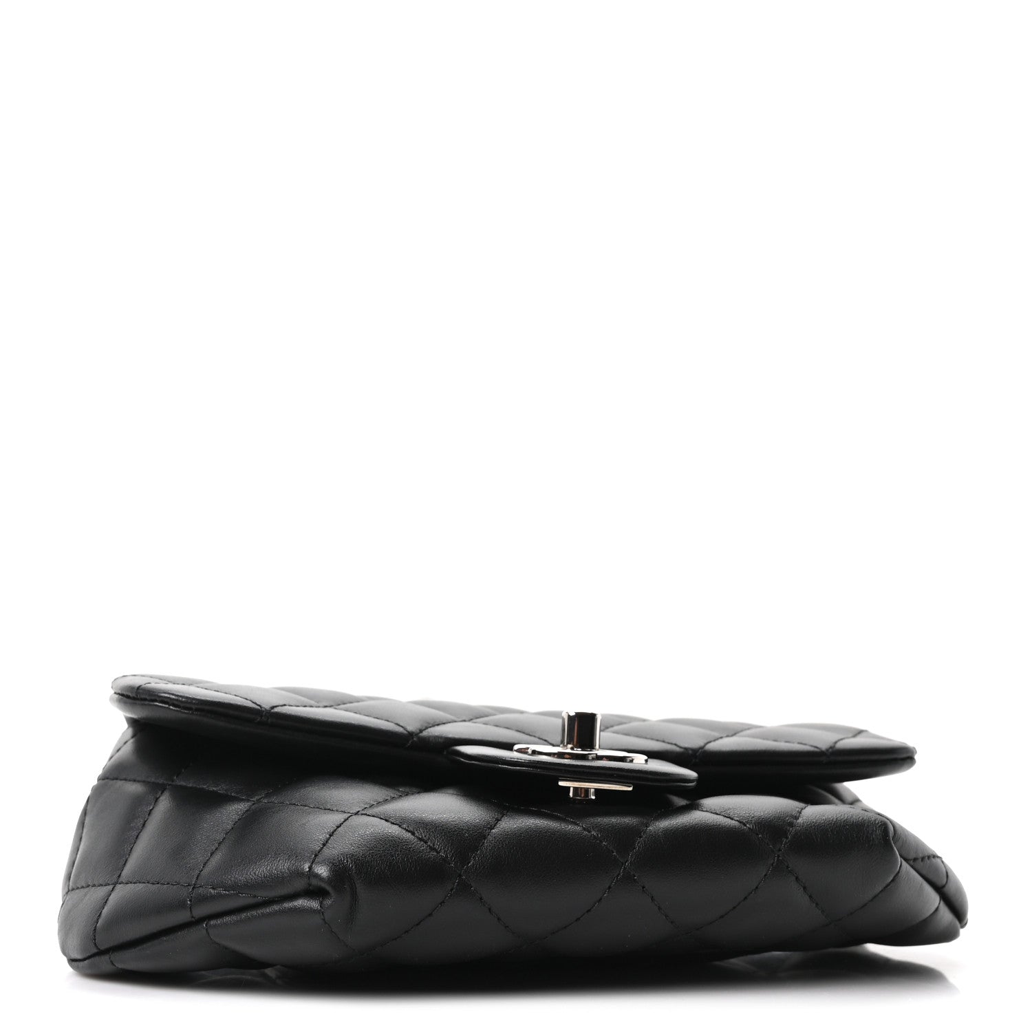 Calfskin Quilted CC Uniform Flap Belt Bag Black