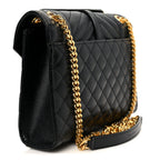 Grain De Poudre Textured Mixed Matelasse Triquilt Medium Monogram Satchel Black