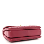 Lambskin Quilted Small Trendy CC Flap Dual Handle Bag Dark Pink