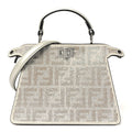 Iridescent Crystal Vitello Laminato Suede FF Petite Peekaboo I SEE U Satchel Cappuccino