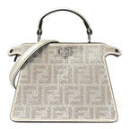 Iridescent Crystal Vitello Laminato Suede FF Petite Peekaboo I SEE U Satchel Cappuccino
