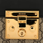 GG Supreme Monogram Calfskin Small Padlock Shoulder Bag Beige Black Cuir