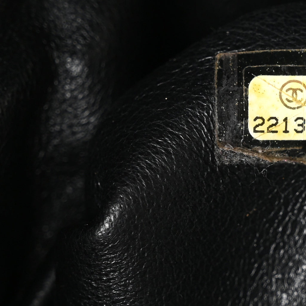 Iridescent Calfskin CC East West Shopping Tote Black