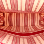 Canvas Embroidered Mykonos Large Striped Book Tote Red