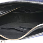 Calfskin Wool Embroidered Paris Hamburg Small Gabrielle Hobo Dark Navy Blue