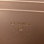 Caviar Quilted Top Handle Slim Vanity With Chain Dark Beige