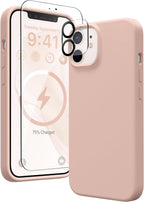 Entronix Bundle Compatible with iPhone 12 Mini - Liquid Silicone Case, 1 Clear Screen Protector & 1 Camera Lens Protector