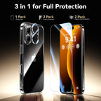 Entronix Bundle Compatible with iPhone 16 Plus - [Hard] Clear Case, 2 Clear Screen Protector & 2 Camera Lens Protectors