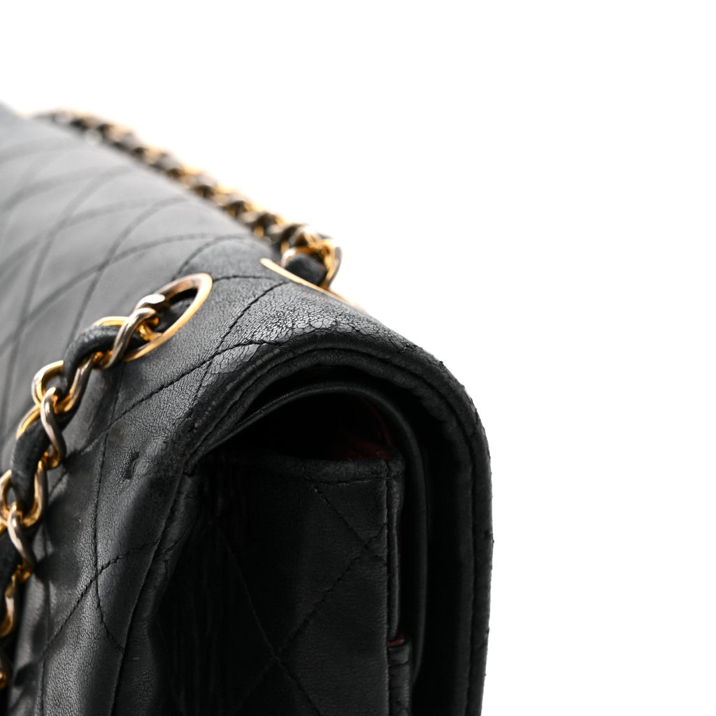 Lambskin Quilted Medium Double Flap Black