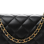 Lambskin Quilted Wallet On Chain WOC Black