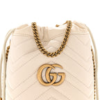 Calfskin Matelasse Mini GG Marmont 2.0 Bucket Bag White