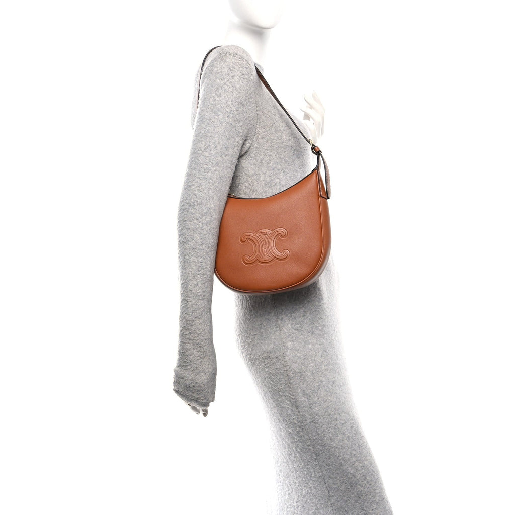 Supple Calfskin Small Triomphe Heloise Shoulder Bag Tan