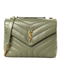 Calfskin Y Quilted Monogram Small Loulou Chain Satchel Light Sage